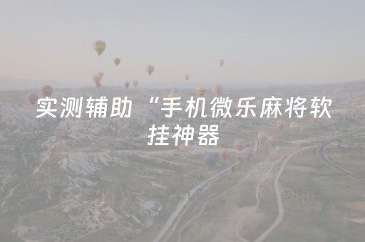 实测辅助“手机微乐麻将软挂神器（专用辅牌神器免安装）