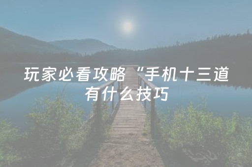 玩家必看攻略“手机十三道有什么技巧（助赢神器通用版）