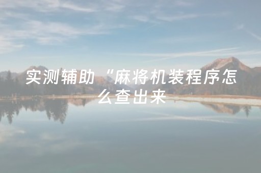 实测辅助“麻将机装程序怎么查出来（专用辅牌神器免安装）