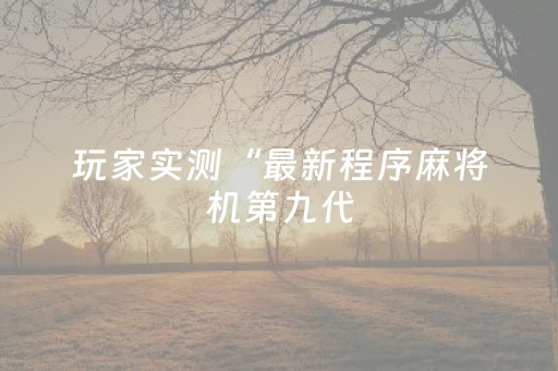 玩家实测“最新程序麻将机第九代（专用辅牌神器免安装）