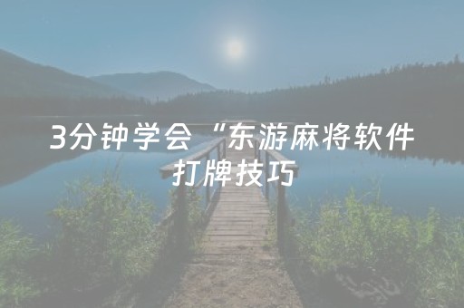 3分钟学会“东游麻将软件打牌技巧（专用辅牌神器免安装）