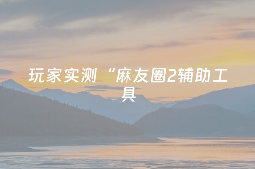 玩家实测“麻友圈2辅助工具（助赢神器通用版）