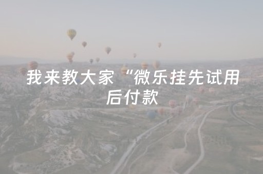 我来教大家“微乐挂先试用后付款（专用辅牌神器免安装）
