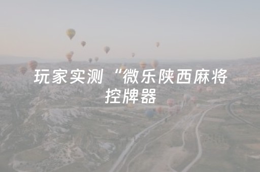 玩家实测“微乐陕西麻将控牌器（专用辅牌神器免安装）