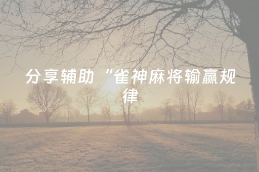 分享辅助“雀神麻将输赢规律（专用辅牌神器免安装）