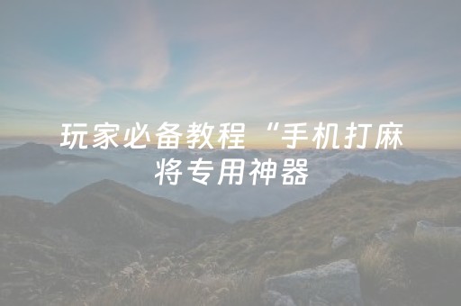 玩家必备教程“手机打麻将专用神器（助赢神器通用版）