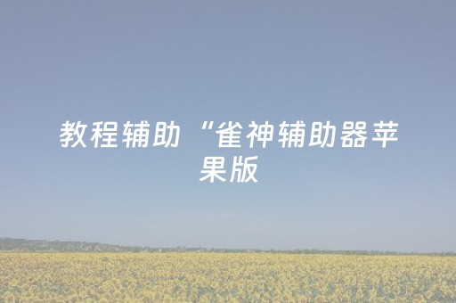 教程辅助“雀神辅助器苹果版（助赢神器通用版）