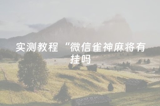 实测教程“微信雀神麻将有挂吗（专用辅牌神器免安装）