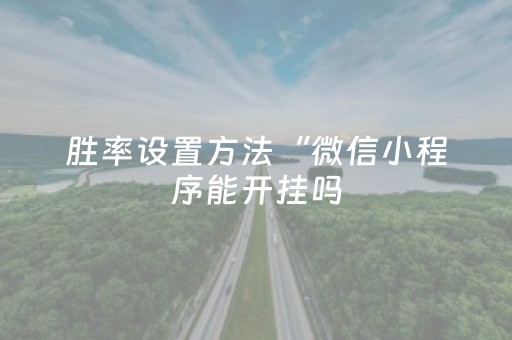 胜率设置方法“微信小程序能开挂吗（专用辅牌神器免安装）