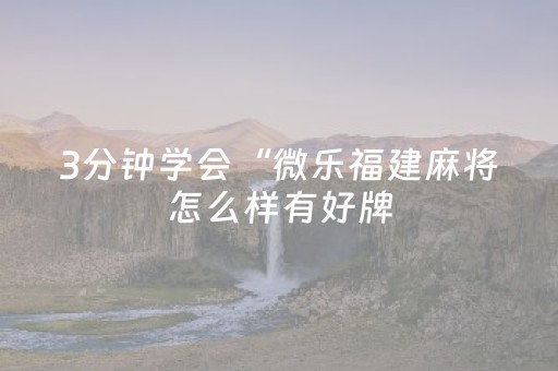 3分钟学会“微乐福建麻将怎么样有好牌（专用辅牌神器免安装）