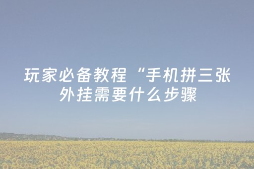 玩家必备教程“手机拼三张外挂需要什么步骤（助赢神器通用版）