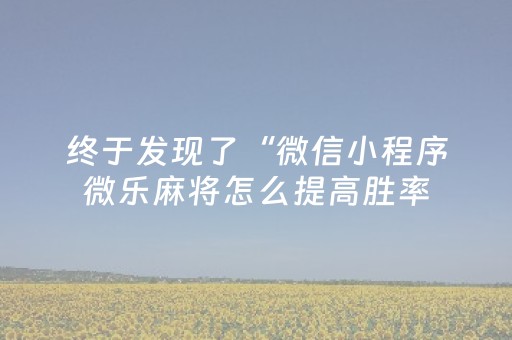 终于发现了“微信小程序微乐麻将怎么提高胜率（专用辅牌神器免安装）