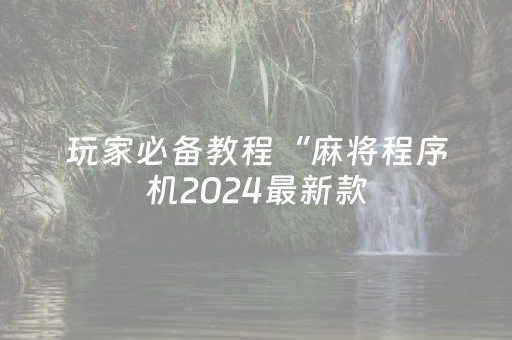 玩家必备教程“麻将程序机2024最新款（助赢神器通用版）