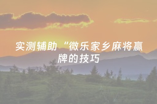 实测辅助“微乐家乡麻将赢牌的技巧（专用辅牌神器免安装）