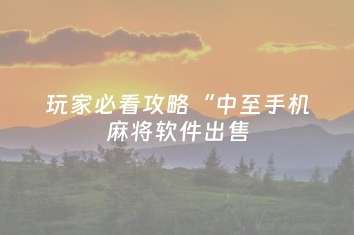 玩家必看攻略“中至手机麻将软件出售（专用辅牌神器免安装）