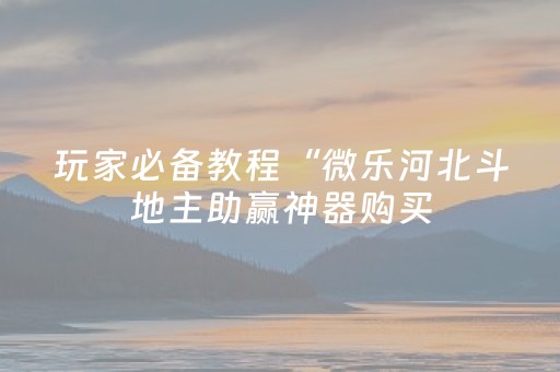 玩家必备教程“微乐河北斗地主助赢神器购买（专用辅牌神器免安装）