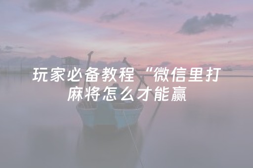 玩家必备教程“微信里打麻将怎么才能赢（助赢神器通用版）