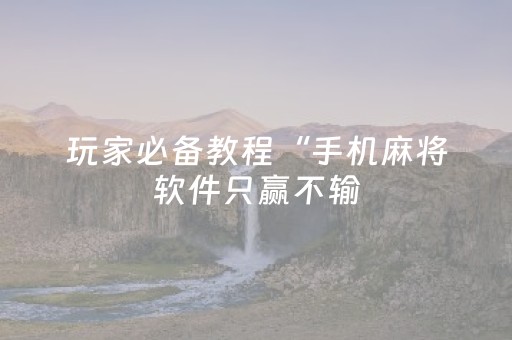 玩家必备教程“手机麻将软件只赢不输（专用辅牌神器免安装）