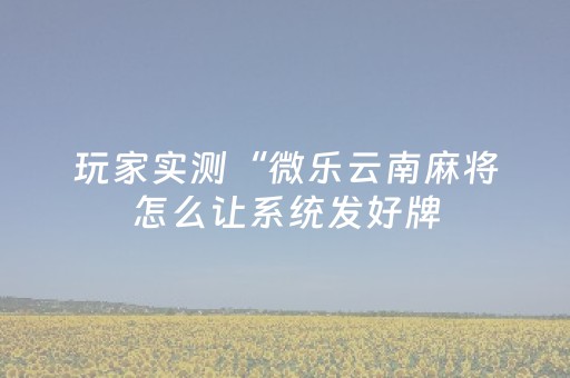 玩家实测“微乐云南麻将怎么让系统发好牌（专用辅牌神器免安装）