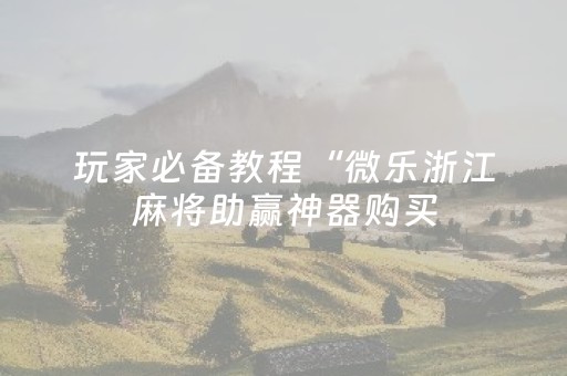 玩家必备教程“微乐浙江麻将助赢神器购买（专用辅牌神器免安装）