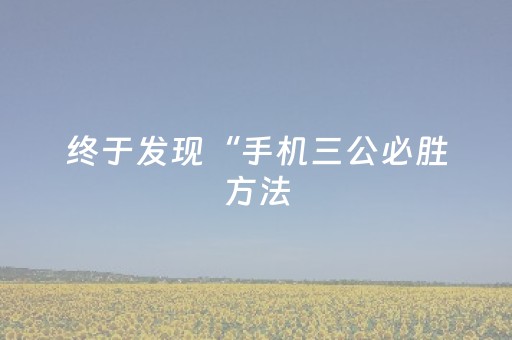 终于发现“手机三公必胜方法（助赢神器通用版）