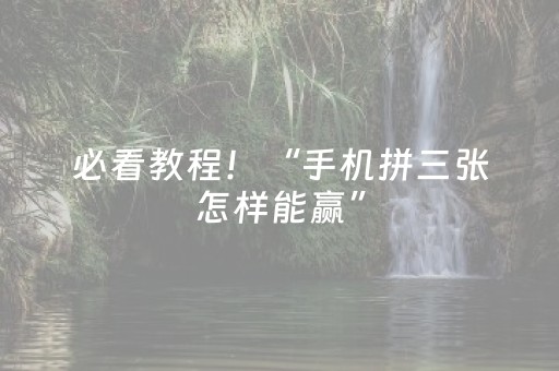 必看教程！“手机拼三张怎样能赢”（详细开挂教程）-哔哩哔哩