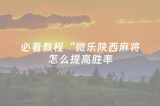 必看教程“微乐陕西麻将怎么提高胜率（专用辅牌神器免安装）