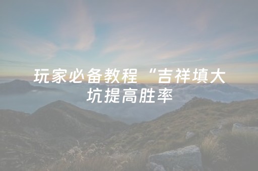 玩家必备教程“吉祥填大坑提高胜率（助赢神器通用版）