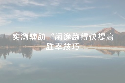 实测辅助“闲逸跑得快提高胜率技巧（助赢神器通用版）