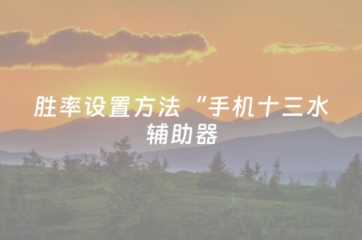 胜率设置方法“手机十三水辅助器（专用辅牌神器免安装）