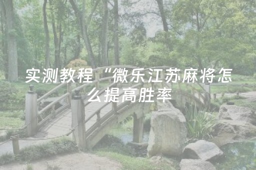 实测教程“微乐江苏麻将怎么提高胜率（专用辅牌神器免安装）