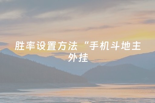 胜率设置方法“手机斗地主外挂（专用辅牌神器免安装）