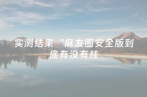 实测结果“麻友圈安全版到底有没有挂（助赢神器通用版）