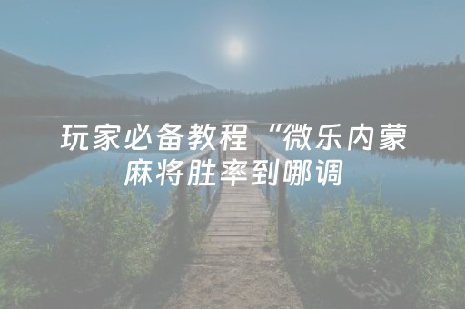 玩家必备教程“微乐内蒙麻将胜率到哪调（助赢神器通用版）