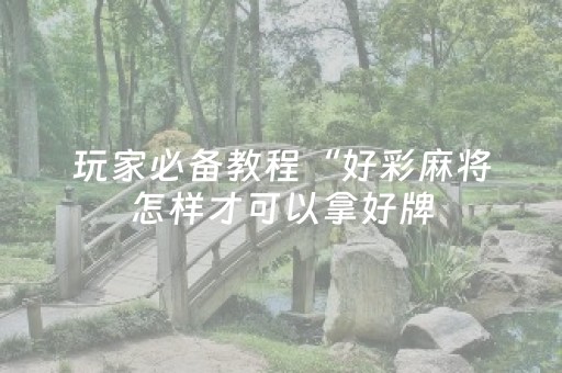 玩家必备教程“好彩麻将怎样才可以拿好牌（助赢神器通用版）