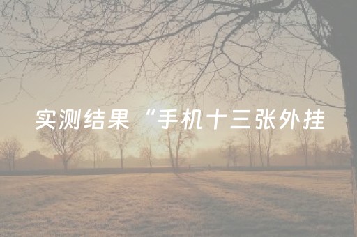 实测结果“手机十三张外挂（助赢神器通用版）