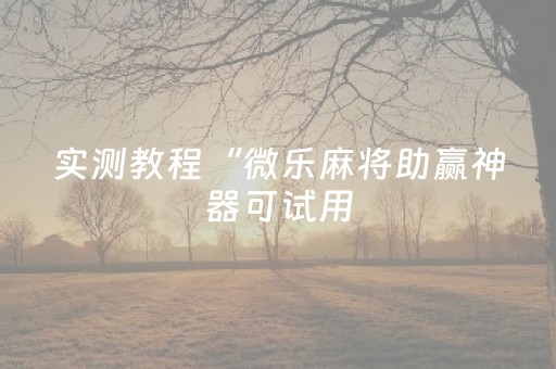 实测教程“微乐麻将助赢神器可试用（助赢神器通用版）