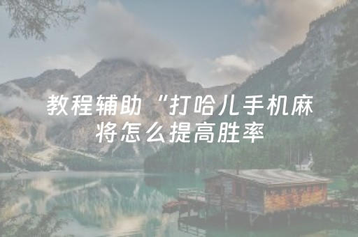 教程辅助“打哈儿手机麻将怎么提高胜率（专用辅牌神器免安装）