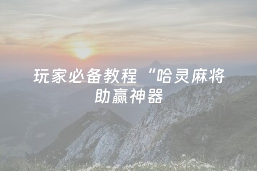 玩家必备教程“哈灵麻将助赢神器（专用辅牌神器免安装）
