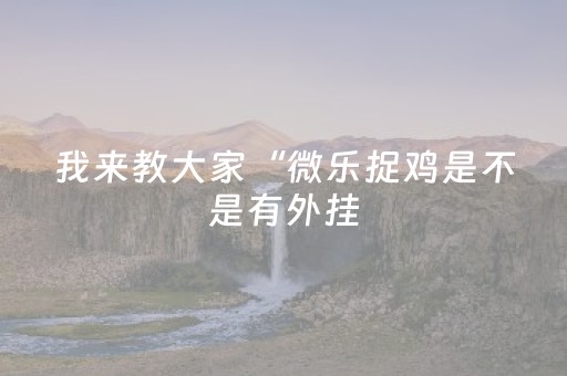 我来教大家“微乐捉鸡是不是有外挂（助赢神器通用版）