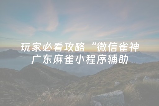 玩家必看攻略“微信雀神广东麻雀小程序辅助（专用辅牌神器免安装）