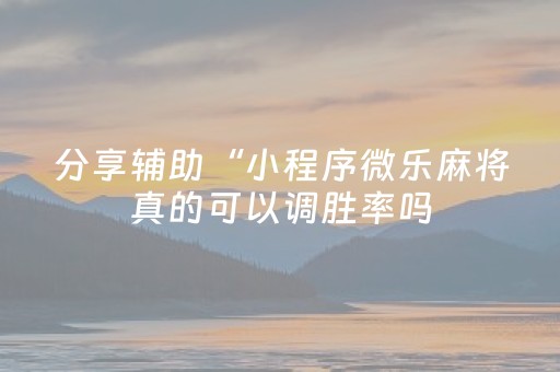 分享辅助“小程序微乐麻将真的可以调胜率吗（助赢神器通用版）