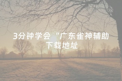 3分钟学会“广东雀神辅助下载地址（助赢神器通用版）