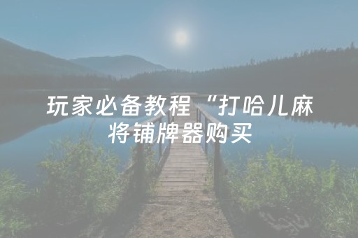玩家必备教程“打哈儿麻将铺牌器购买（助赢神器通用版）
