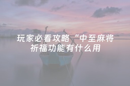 玩家必看攻略“中至麻将祈福功能有什么用（专用辅牌神器免安装）