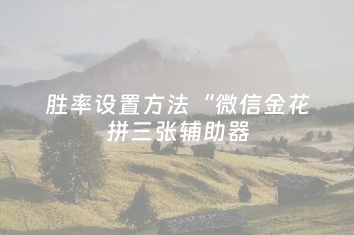 胜率设置方法“微信金花拼三张辅助器（专用辅牌神器免安装）