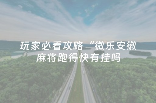 玩家必看攻略“微乐安徽麻将跑得快有挂吗（助赢神器通用版）