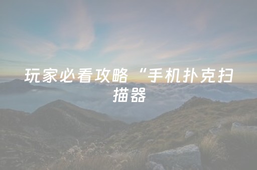 玩家必看攻略“手机扑克扫描器（专用辅牌神器免安装）