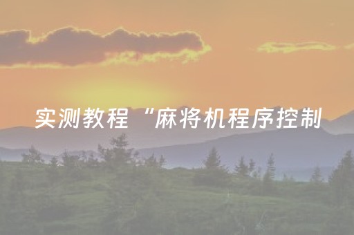 实测教程“麻将机程序控制（助赢神器通用版）