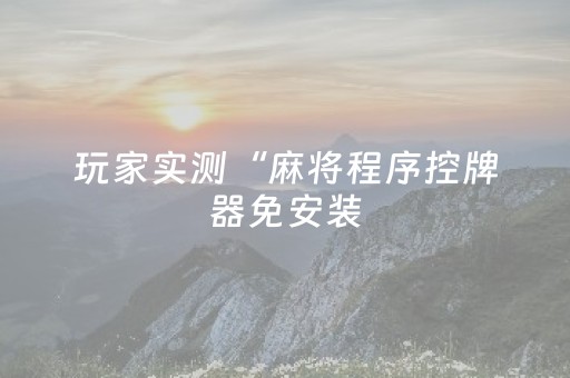 玩家实测“麻将程序控牌器免安装（专用辅牌神器免安装）